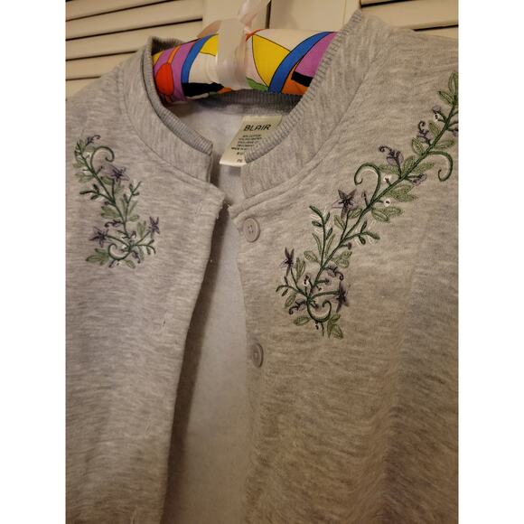 Blaire Long Sleeve Embroidered Wild Grass Cardigan Sweater Womens Petite Small - Picture 8 of 9
